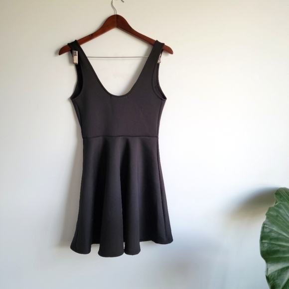 Streetwear Society Black Mini Dress With Plunge Neckline - Size US S - Picture 3 of 5